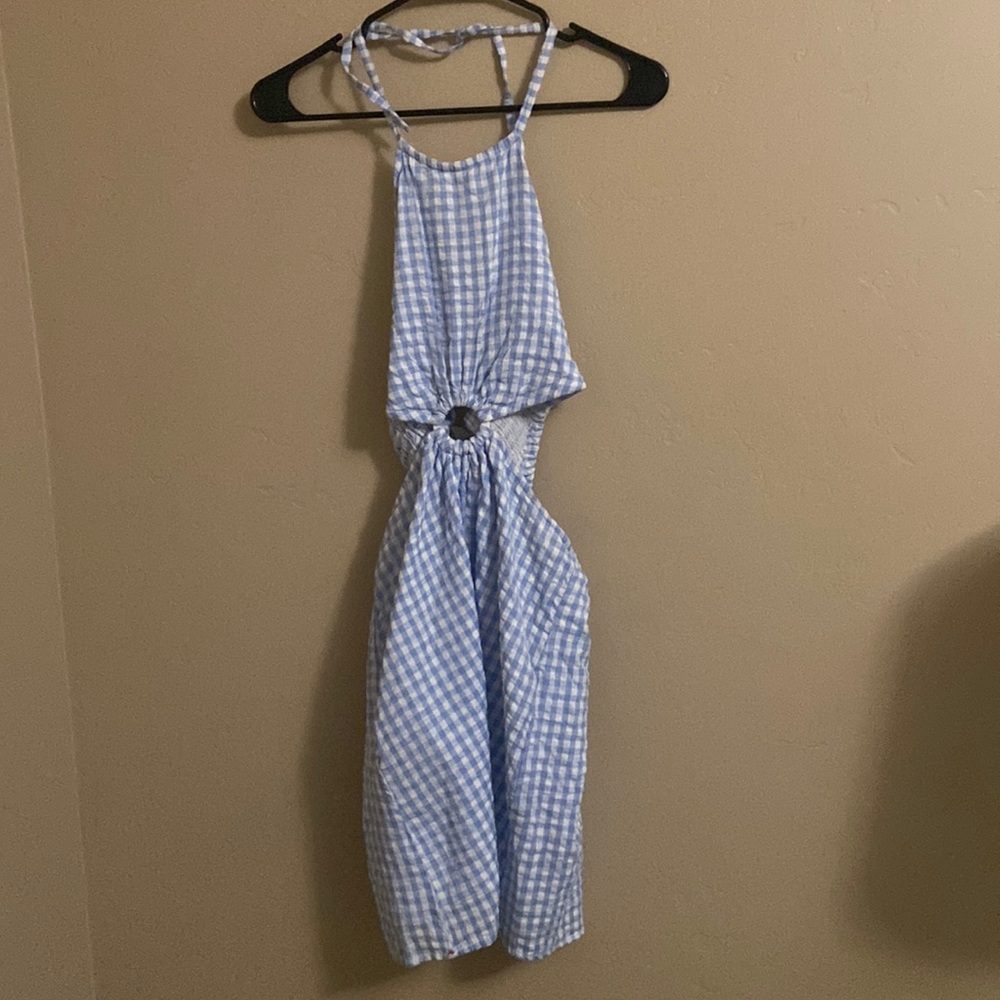 Blue cut out dress